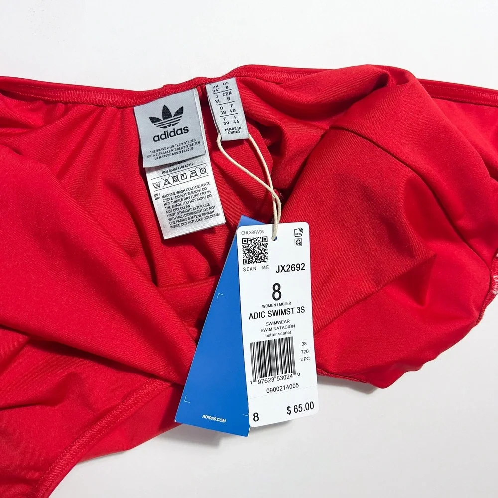Adidas Originals 3-Stripe One Piece Swimsuit Red